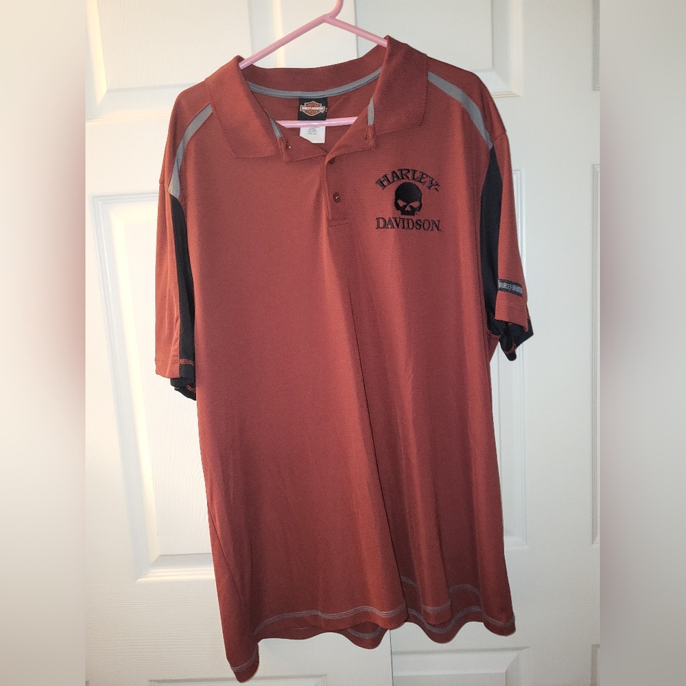 Harley-Davidson Rust and Gray Polo Shirt
